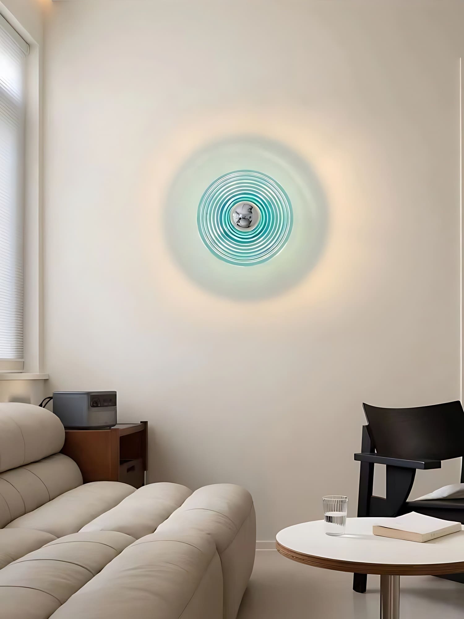 Ribbed Glass Sconce – Modern Disc Wall Light for Bedroom