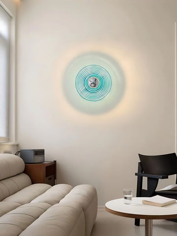 Ribbed Glass Sconce – Modern Disc Wall Light for Bedroom