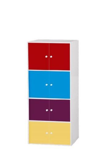 MULTI COLOURED BOOKCASE STORAGE UNIT CABINET STAND W/ DOORS 8 Door Cabinet]