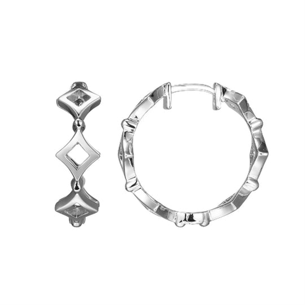 Sterling Silver Medium Rhombus Hoop Earrings