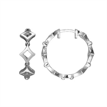 Sterling Silver Medium Rhombus Hoop Earrings