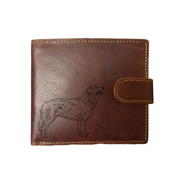 Personalised Hovawart Standing Engraved Dark Tan Genuine Leather Wallet