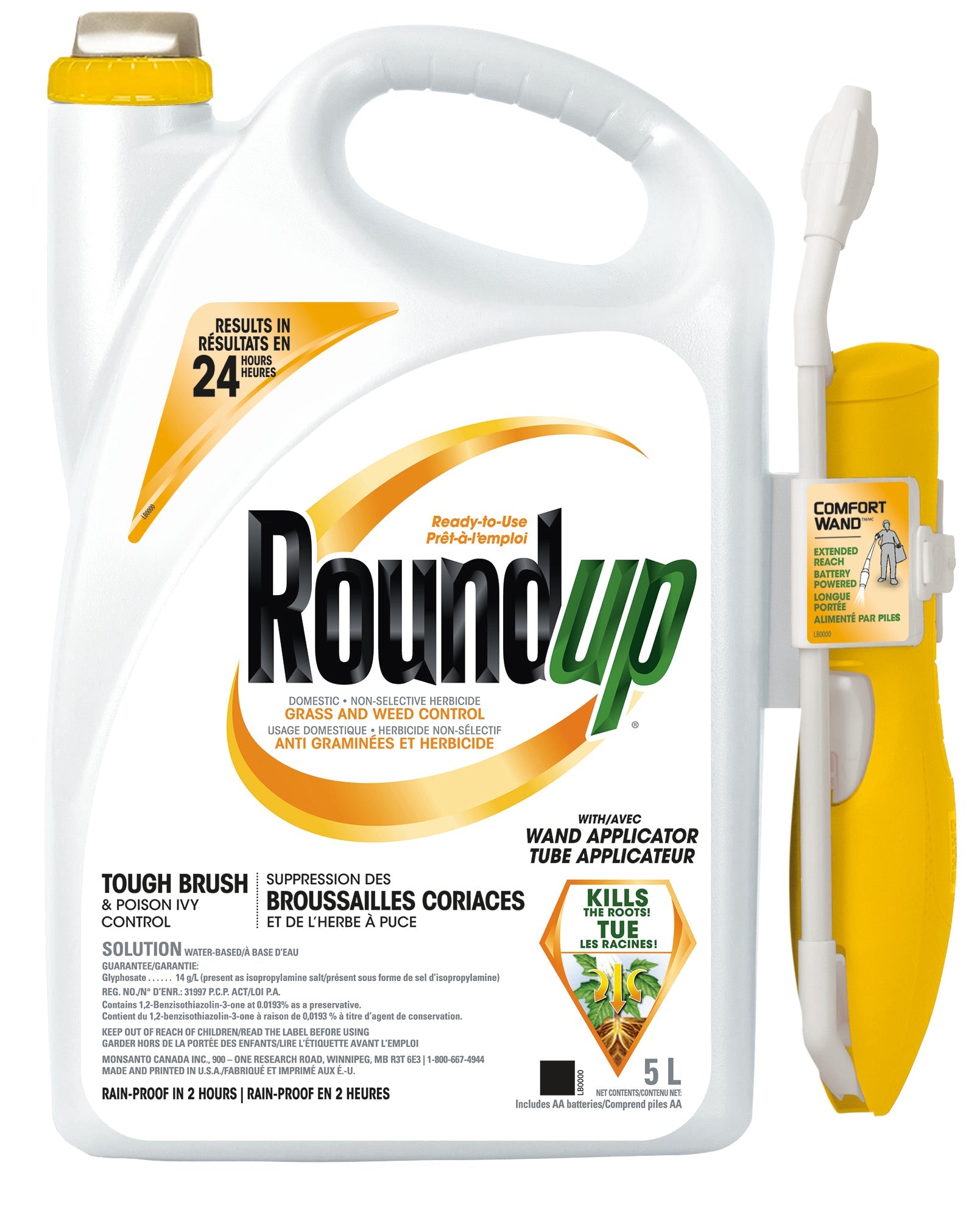 Roundup prêt à l'emploi suppression des broussailles coriaces et de l'herbe à puce avec tube applicateur 4L