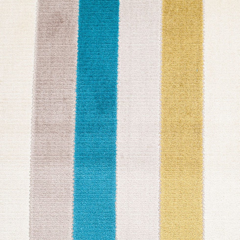 Green/Blue Striped Polyester Blended Velvet