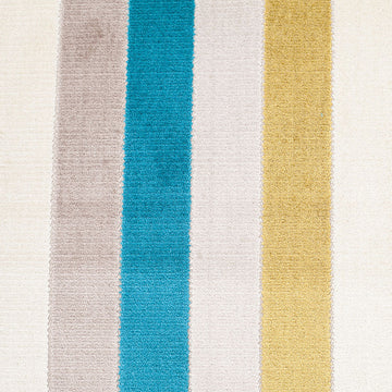 Green/Blue Striped Polyester Blended Velvet