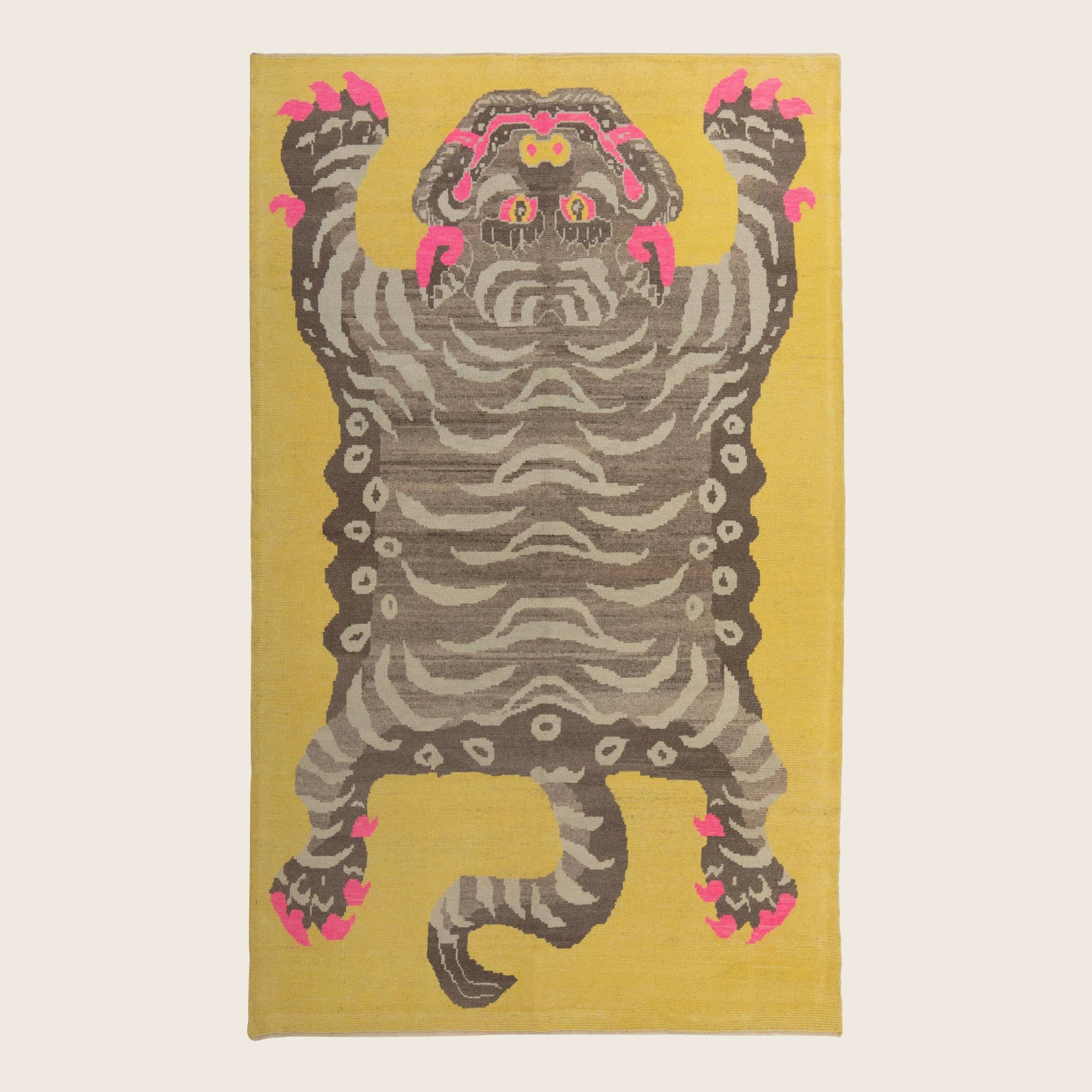 Yellow Contemporary Tiger Wool Rug - 6'8" x 10'6"