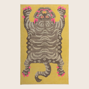 Yellow Contemporary Tiger Wool Rug - 6'8" x 10'6"