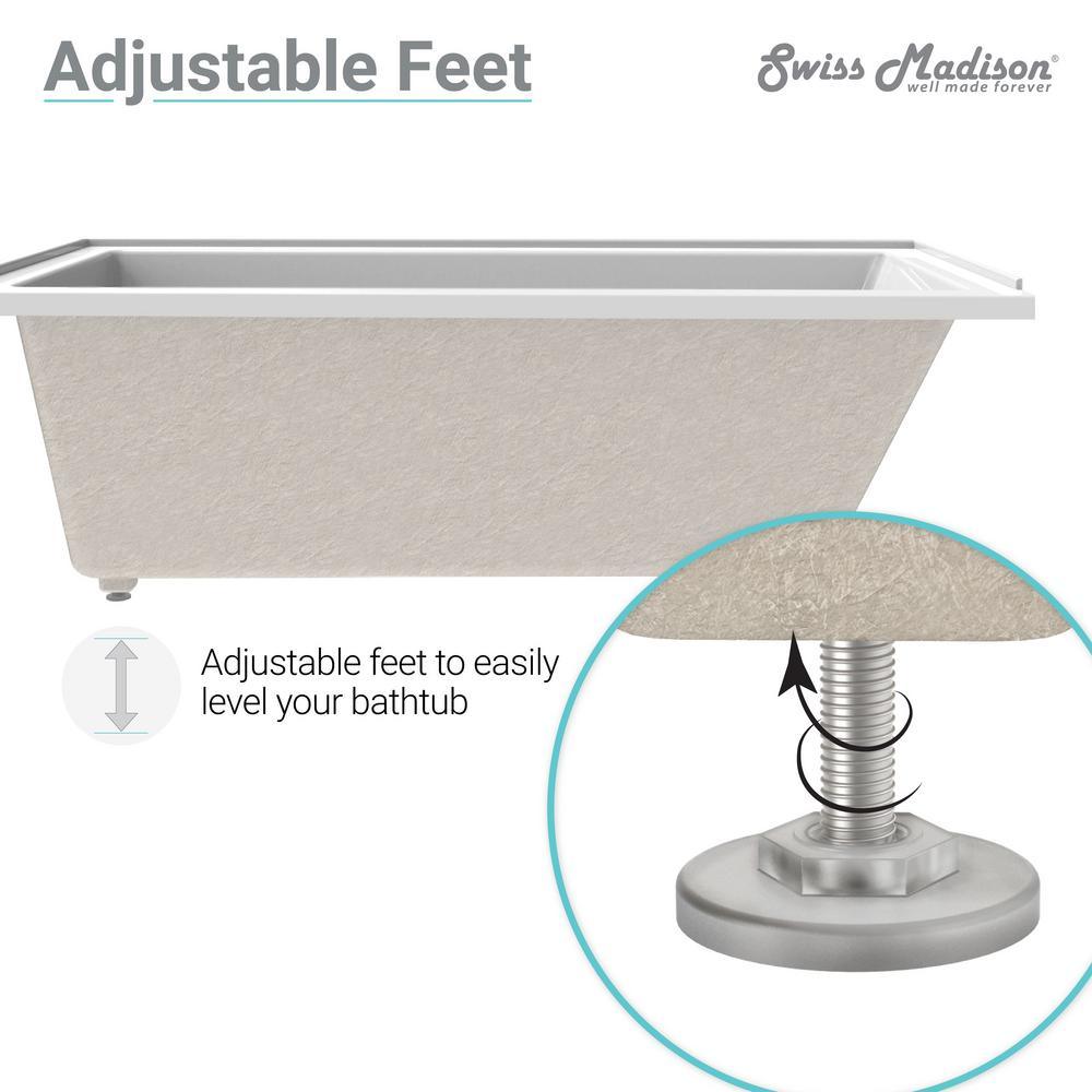 Voltaire 60 x 32 in. Acrylic Right-Hand Drain with Integral Tile Flange Rectangular Drop-in Bathtub in white - Super Arbor
