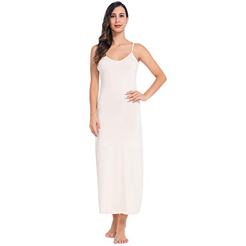 MANCYFIT | Long Slips for Under Dresses Full Length Adjustable Spaghetti Strap Nightgown