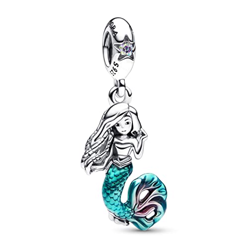 PANDORA Disney Arielle die Meerjungfrau Charm-Anhänger aus Sterling Silber mit Cubic Zirkonia x Disney Collection, Kompatibel Moments Armbändern, 792695C01 im Sale