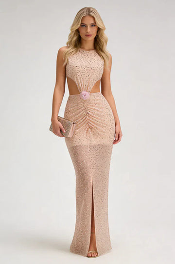 Crystal Embellished Cut Out Gown