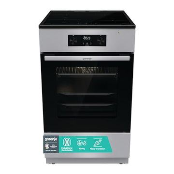 Gorenje GEIT5C61SPG Standherd mit Induktionskochfeld, 50 cm, 70 Liter,Silber, PerfectGrill, AirFry, FrozenBake, Pizza Mode 300°C, AquaClean, Made in Europe, inox im Sale