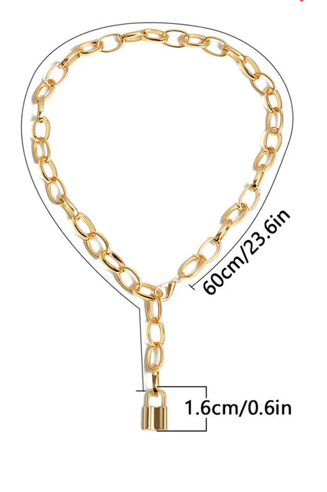 Lock Pendant Link Chain Necklace