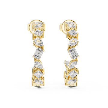 Elegant Rose Gold Hoop Earrings with Mixed-Cut Diamonds