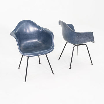 2016 Herman Miller Eames Blue Fiberglass Arm Chair DAX w/ Black H Bases 5x Avail