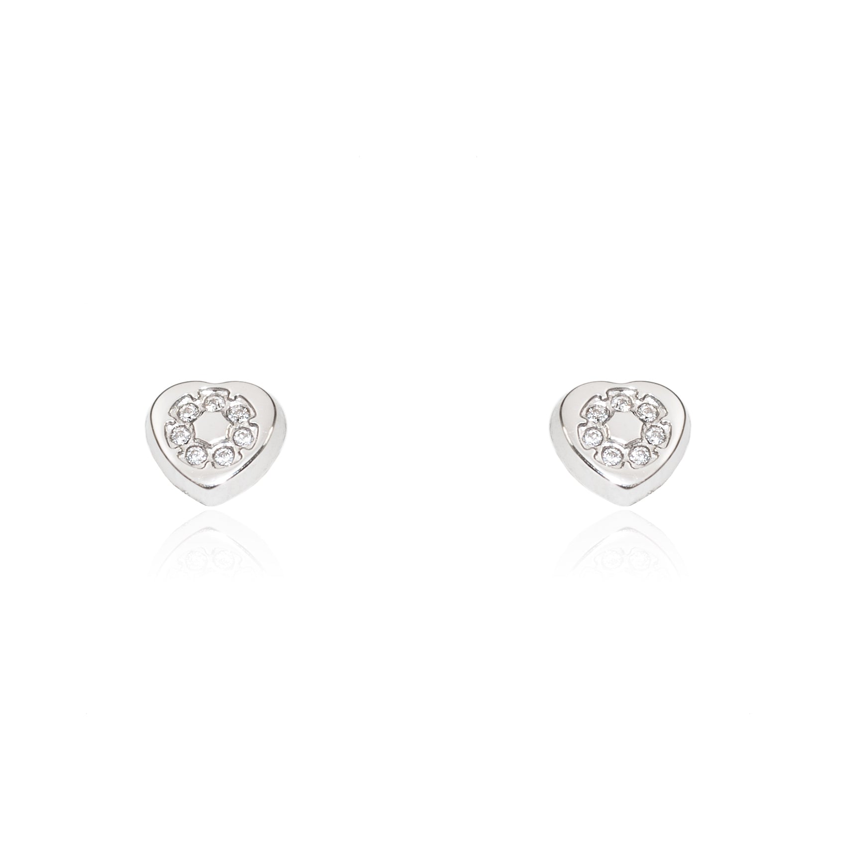 Boucles d'Oreilles Cœur Zircone Argent 925 brillant