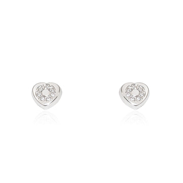 Boucles d'Oreilles Cœur Zircone Argent 925 brillant