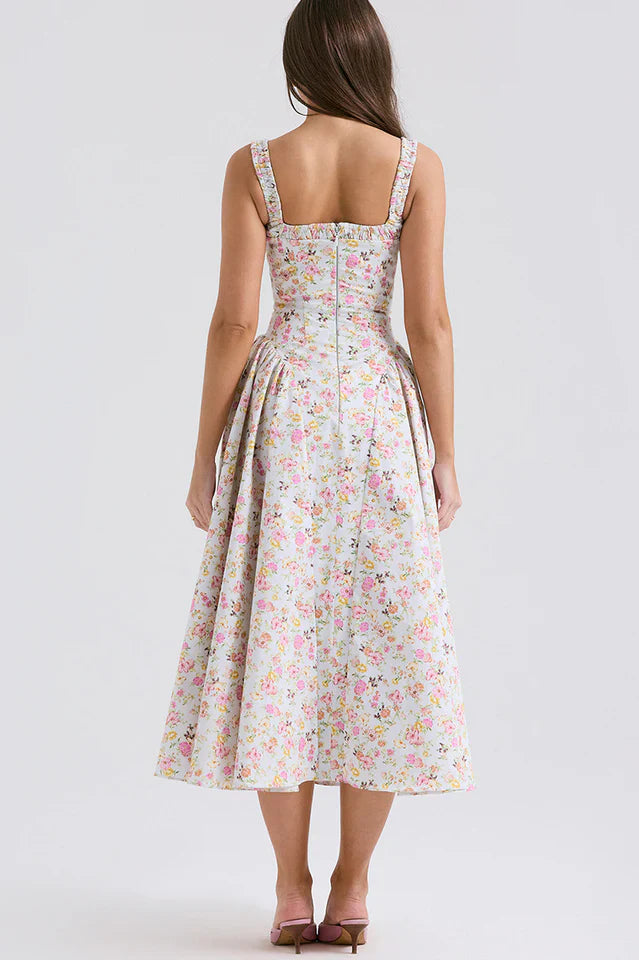Dorothy White Rosebud Print Sundress