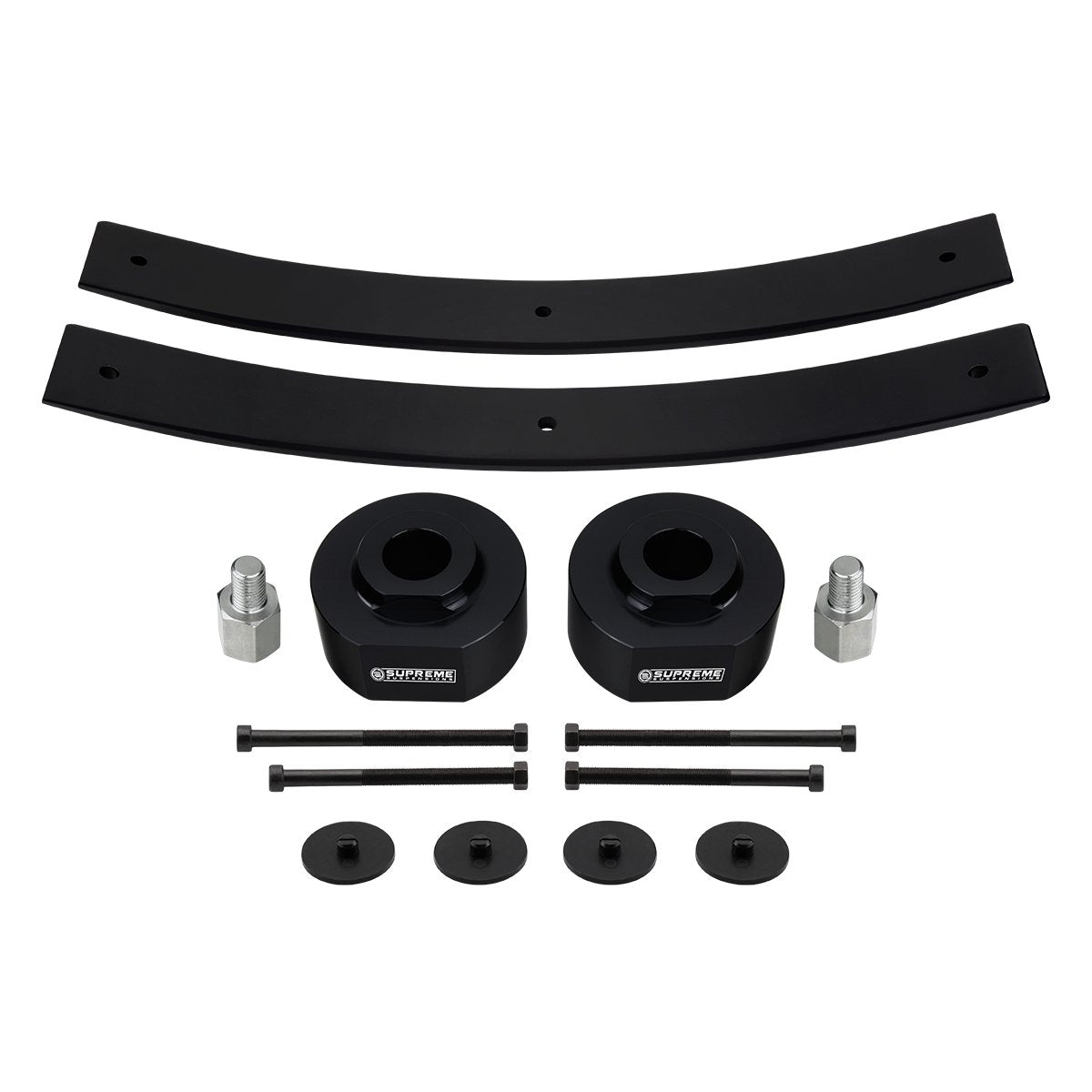 2" Front Lift Spring Spacers + 2" Rear Lift Short Add-A-Leaf Springs For 2000-2005 Ford Excursion-Suspension Lift Kits-Supreme Suspensions®-Black-Supreme Suspensions®