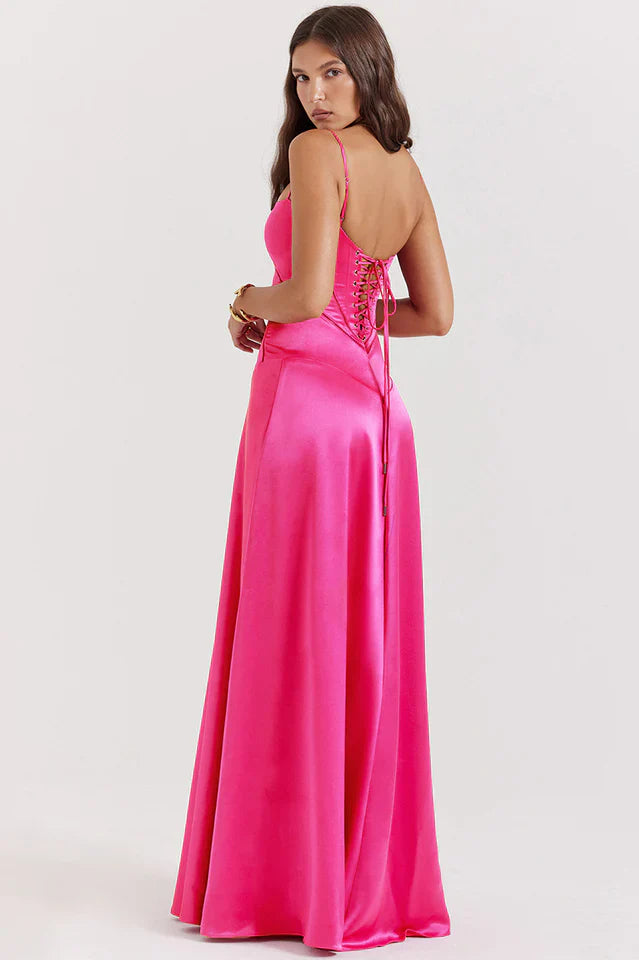 Anabella Black Lace Up Maxi Dress