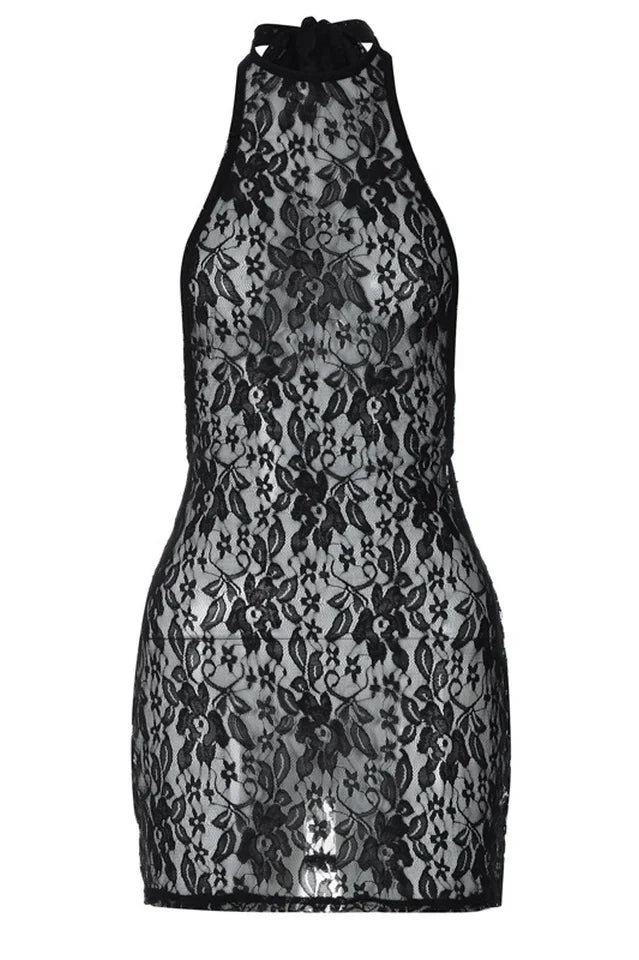 See Through Lace Mini Dress