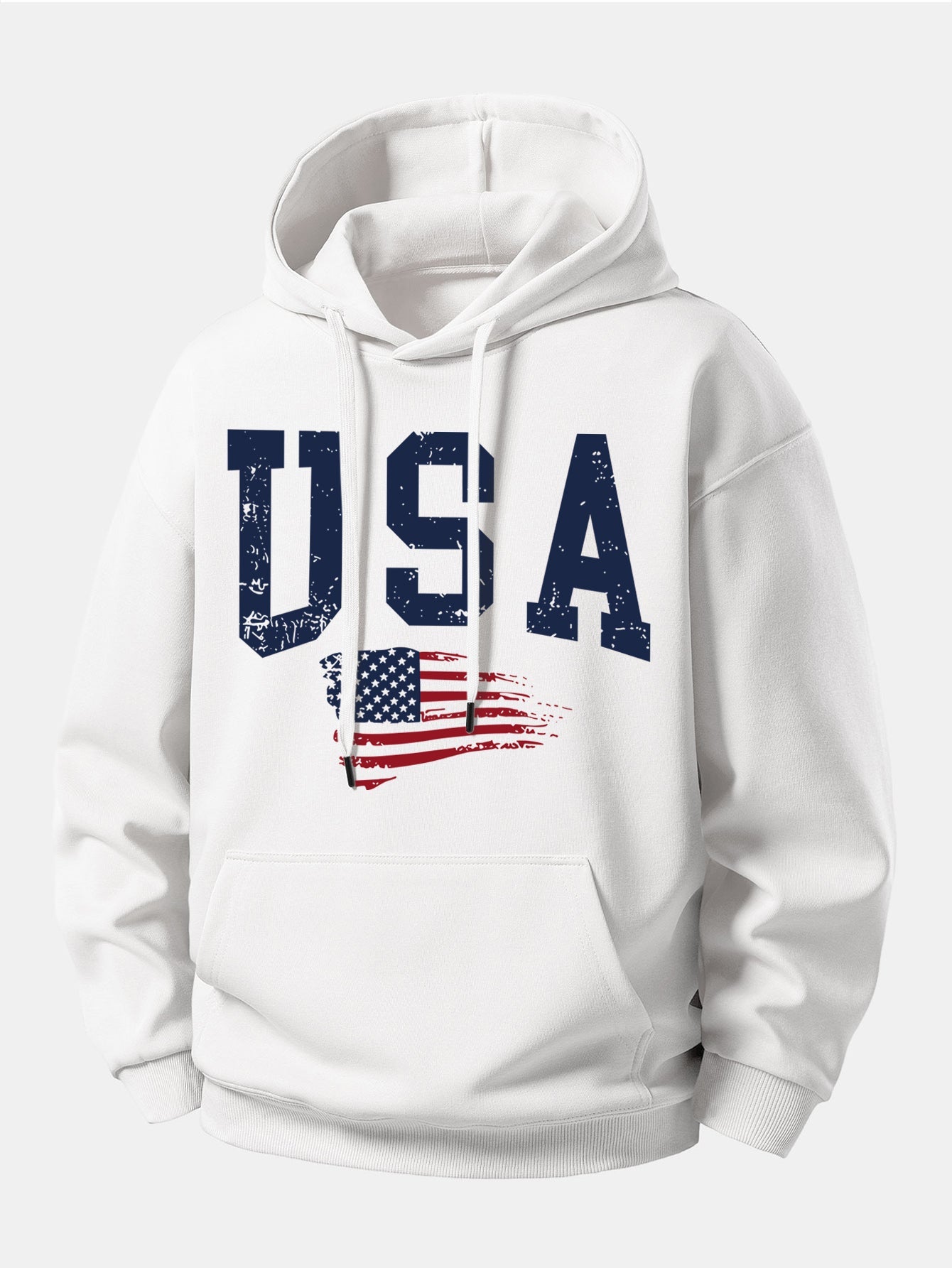USA Flag Print Relax Fit Hoodie