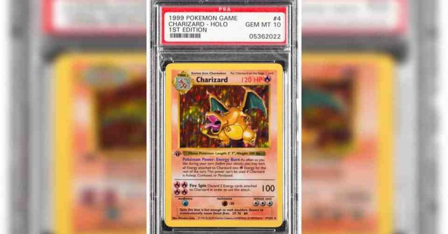 A Pokeman base set first edition holo Charizard sets new record $420,00 USD sale