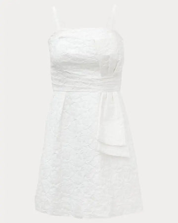 Women's Amra Strapless Dress in Resort White Floral Jacquard