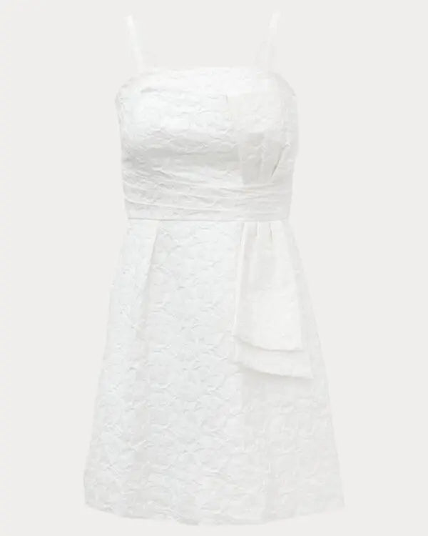 Women's Amra Strapless Dress in Resort White Floral Jacquard