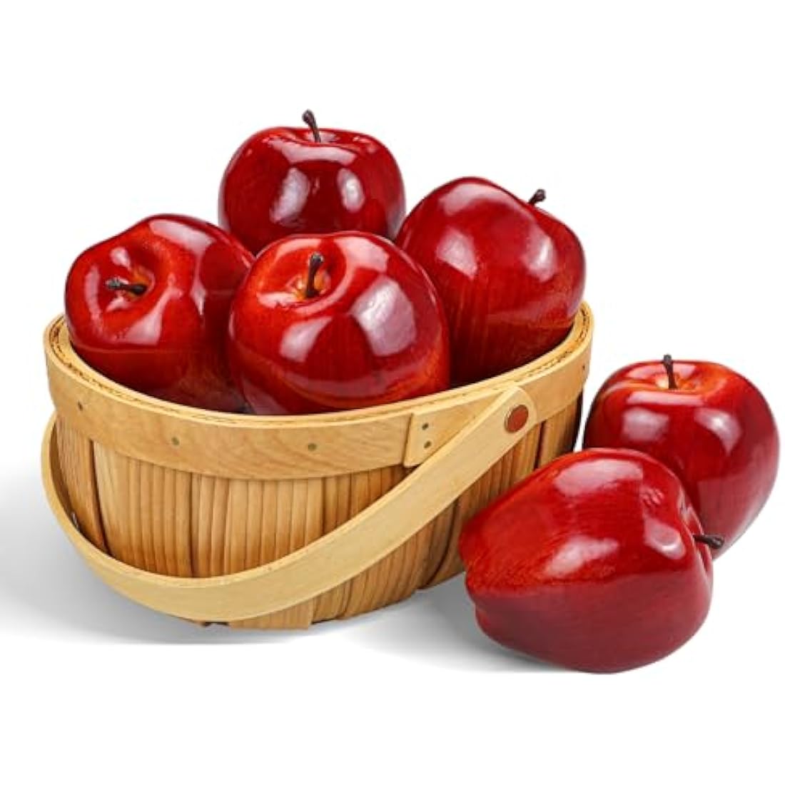 Lorigun Artificial Apples Fake Fruits Red Delicious Apples For Decoration, Decorative Fruit, Faux Big Red Apples 6 Pcs