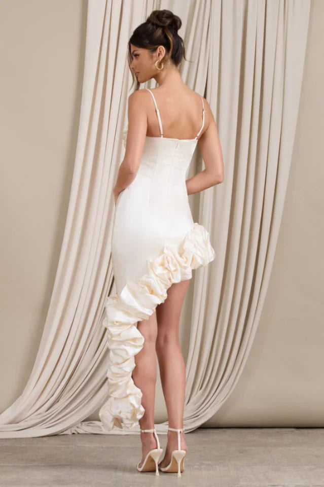 Florence Off Shoulder Asymmetric Ruffle Dress