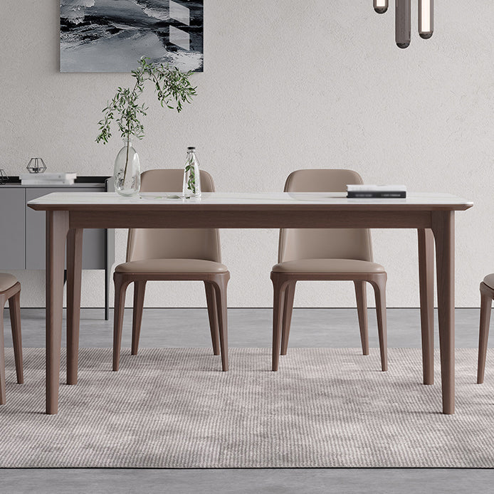 Rectangle 4 Legs Mid-Century Table White Color Fixed Table of Sintered Stone
