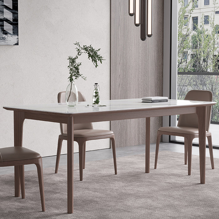 Rectangle 4 Legs Mid-Century Table White Color Fixed Table of Sintered Stone