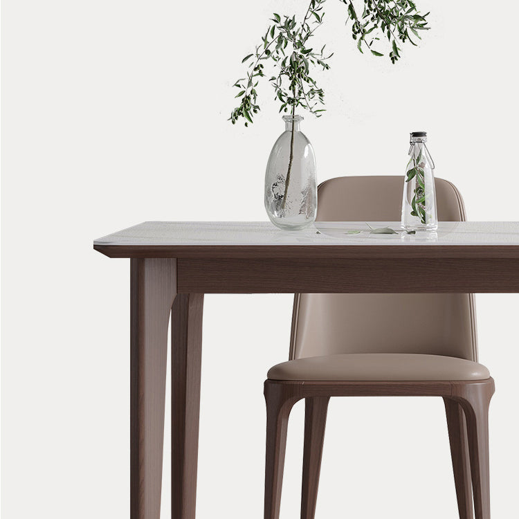 Rectangle 4 Legs Mid-Century Table White Color Fixed Table of Sintered Stone