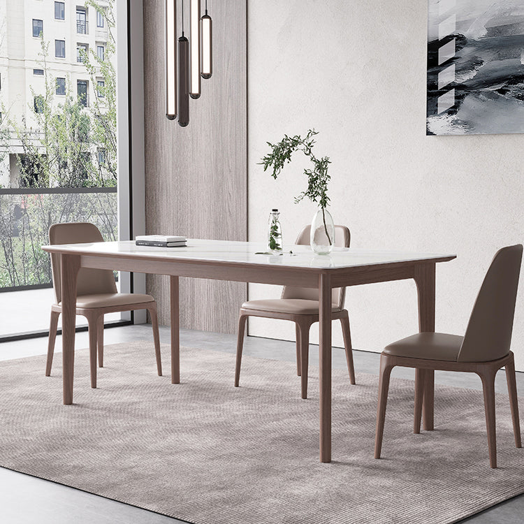 Rectangle 4 Legs Mid-Century Table White Color Fixed Table of Sintered Stone