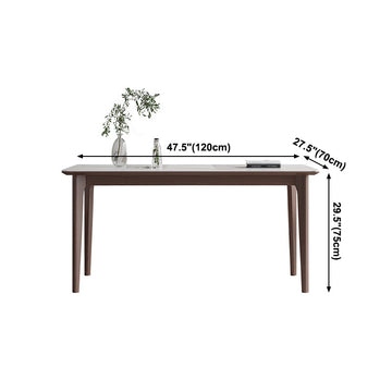 Rectangle 4 Legs Mid-Century Table White Color Fixed Table of Sintered Stone