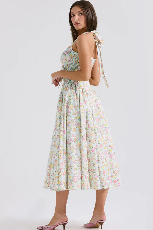 Adabella Cotton Halter Midi Sundress