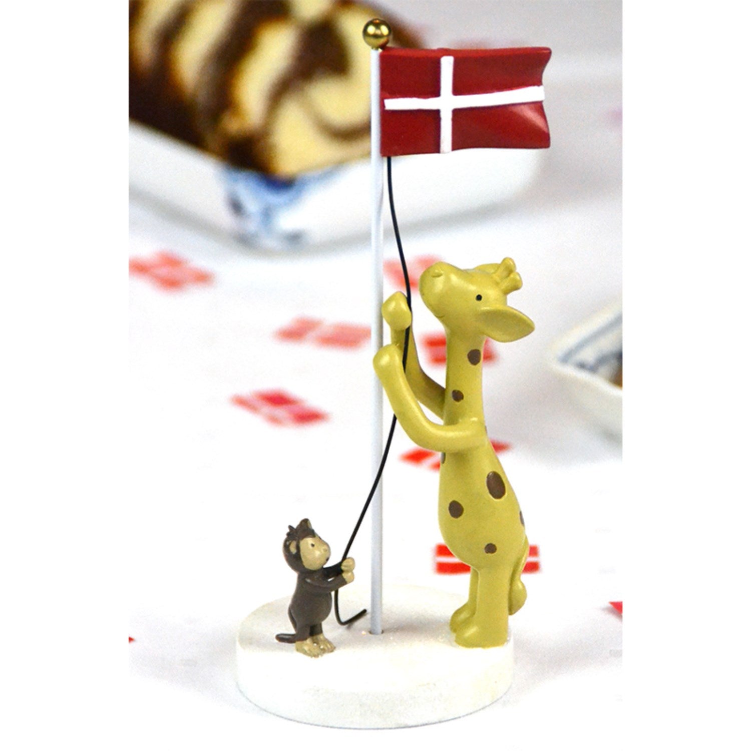 Kids by Friis Bordflagg med sjiraff og ape 17 cm