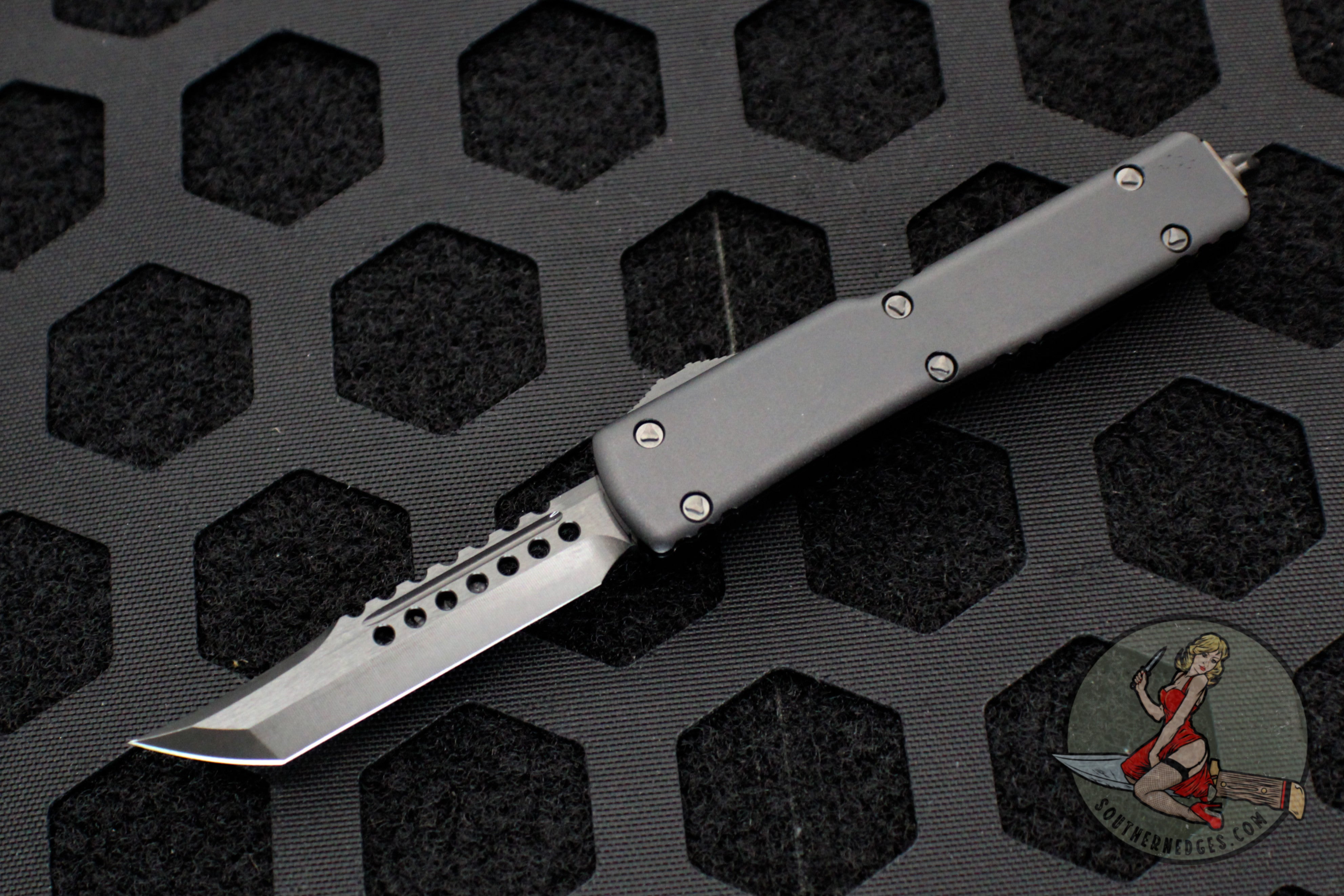 Microtech UTX-70 OTF Knife- Shadow- Hellhound- Black DLC Blade 419-1 DLCTSH