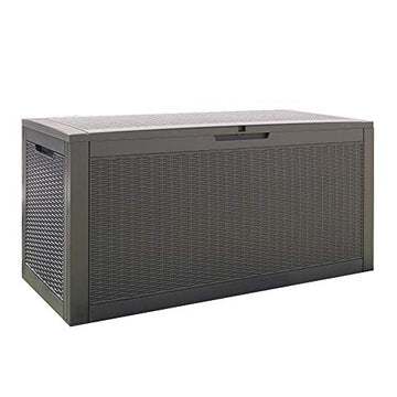 giordano shop Cassapanca Baule da Esterno 122x54,5x62,5 cm Effetto Rattan Grigia