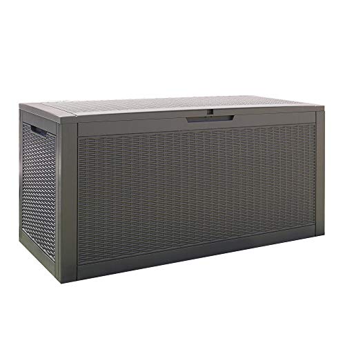 giordano shop Cassapanca Baule da Esterno 122x54,5x62,5 cm Effetto Rattan Grigia