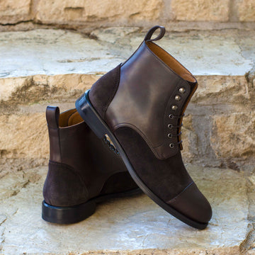 Women's Lace Up Captoe Boot Plus Suede Calf Leather