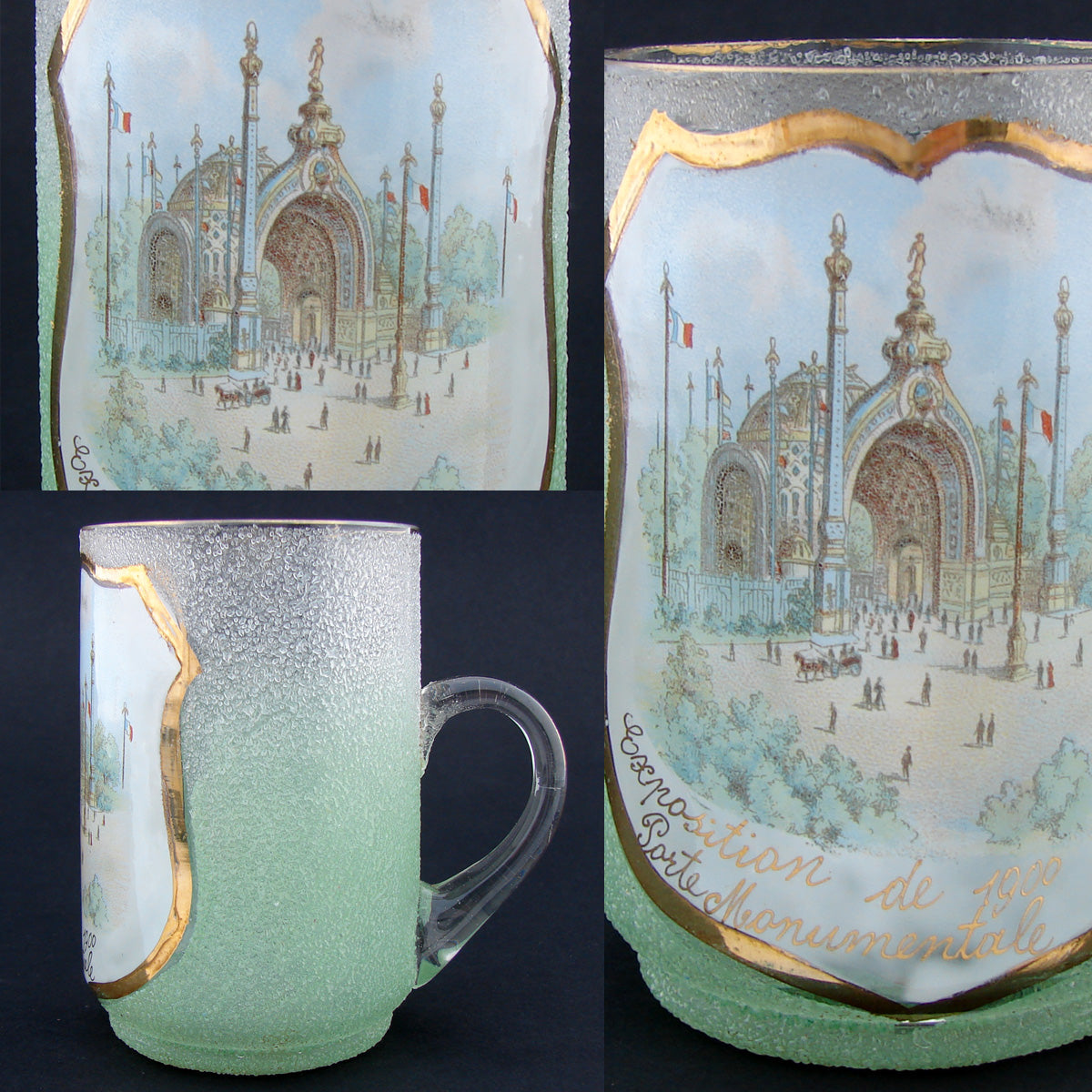 Antique French Souvenir Mug, Cup, 1900 Paris World Expo "Porte Monumentale"