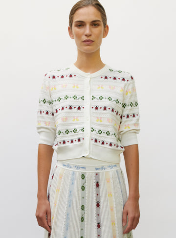 Cardigan maille grigri milk-multi - Vêtement en maille de luxe Molli