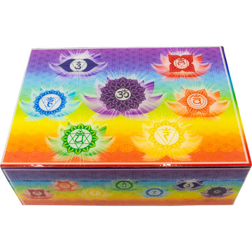 7 Chakra Wood Velvet Lined Storage Box