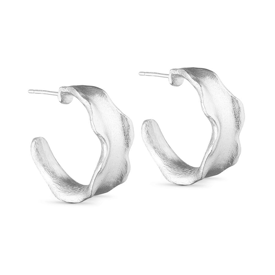 Wide Hoop Earrings - Silver Plated