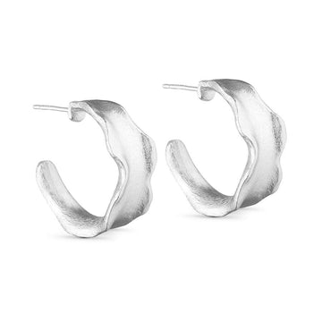 Wide Hoop Earrings - Silver Plated