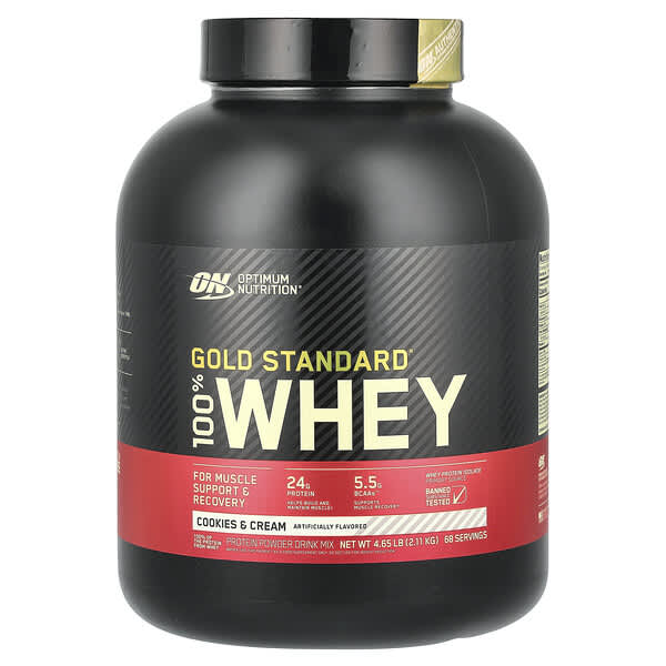 Optimum Nutrition, 金標準全乳清蛋白，餅乾和奶油味，4.63 磅（2.1 千克）