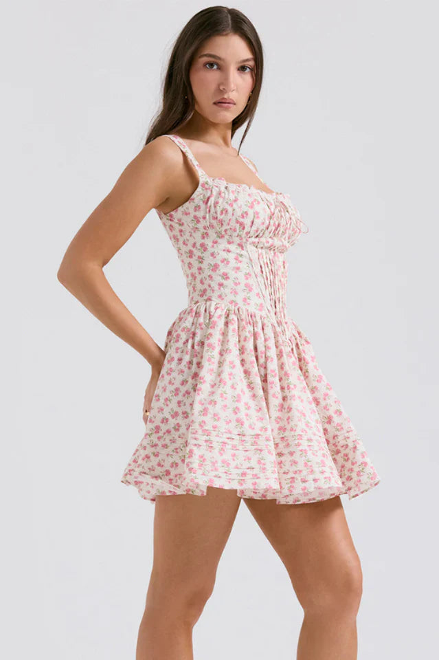 Natassia White Cotton Mini Dress