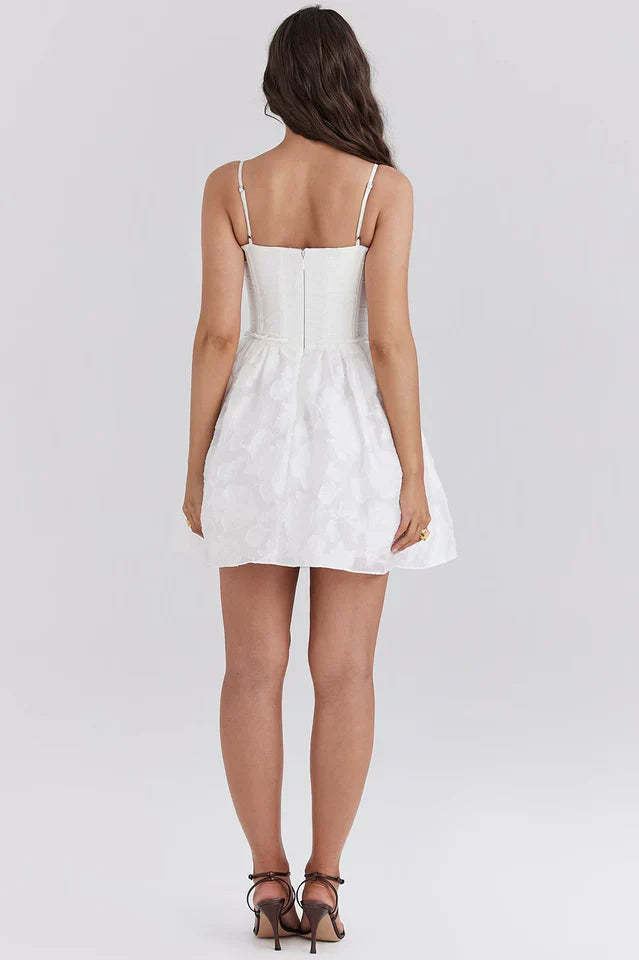Nerissa White Jacquard Corset Mini Dress